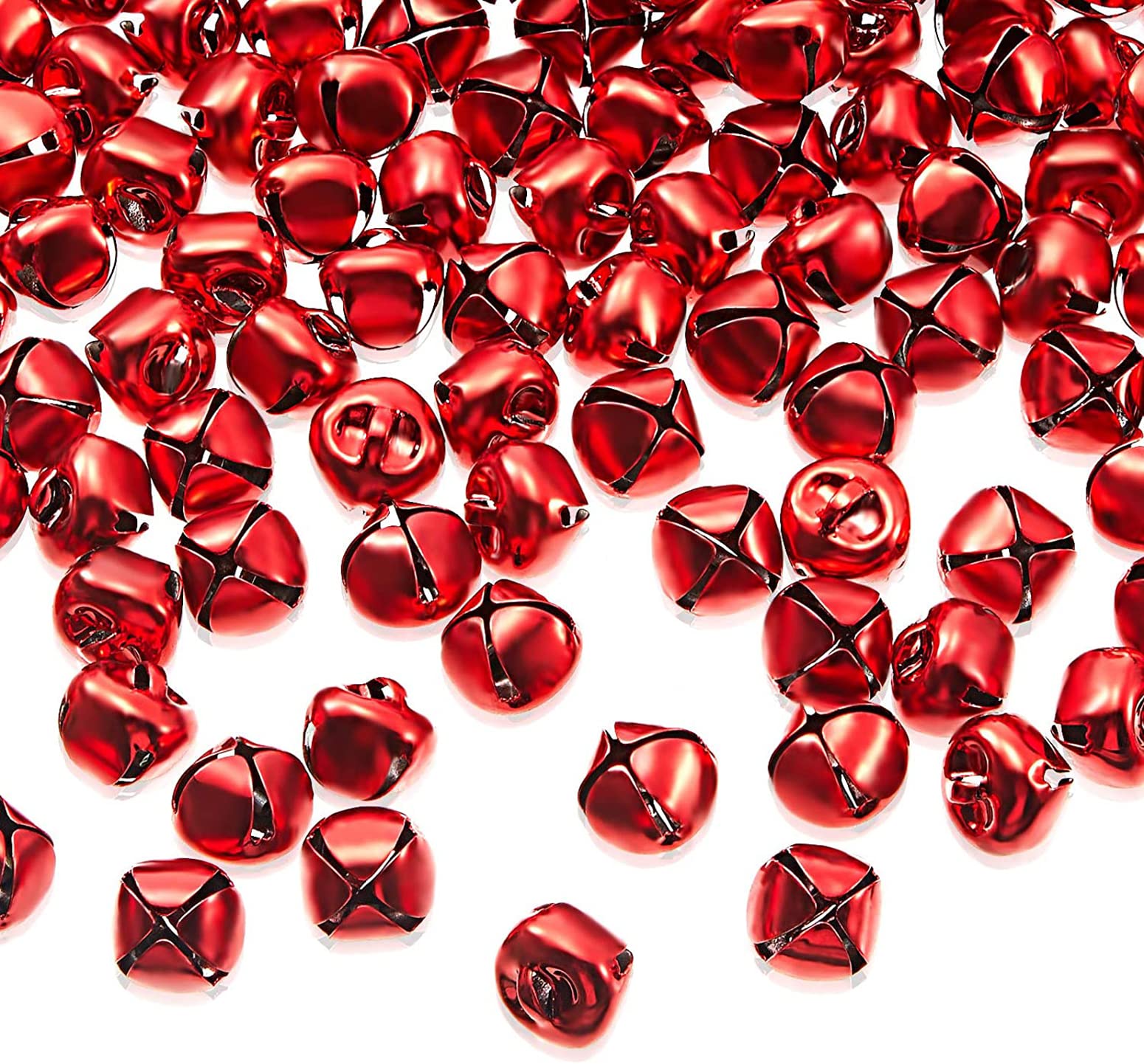 Jingle Bells, 40 Pcs 25mm Metal Craft Bells for DIY Festival Home Christmas Decor (Red)