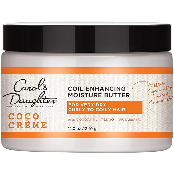 CAROL’S DAUGHTER COCO CREME COIL ENHANCING MOISTURE BUTTER, WITH COCONUT OIL AND MANGO BUTTER, FOR VERY DRY CURLY HAIR, PARABEN AND SILICONE FREE, 12 OZ