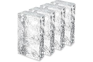 BOLDWAY 4 Pack-7.9"x3.9"x2" High Transparency ice Crystal Patterned Rectangular Solid Glass Brick - Used in Building Fields Such as Wall partitions, as Well as for DIY Lighting fixtures, DIY Tables etc.