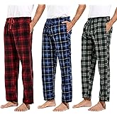 DG Hill 1Pack or 3Pack Mens PJ Pajama Pants Bottoms Fleece Lounge Pants Sleepwear Plaid PJs with Pockets Microfleece