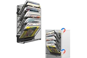 LQPAFZ 6-Tier Magnetic File Holder - File Cabinet Organizer,No Drilling Installation Large Capacity Magnetic File Holder for File Cabinets,Whiteboard,Refrigerator.Office