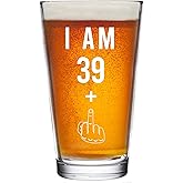 Gelid 39 + One Middle Finger 40th Birthday Gifts for Men Women Beer Glass – Funny 40 Year Old Presents - 16 oz Pint Party Decorations Supplies - Craft Beers Gift Ideas for Dad Mom Husband Wife 40 th