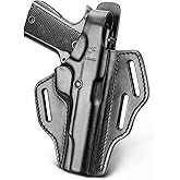 OWB Thumb Leather Break Holster for Glock 17 19 19x 22 23 31 32 45 Colt 1911/Kimber 1911/Springfield 1911/S&W 1911 and Most 1911 5'' No Rail Pistol, Right Hand