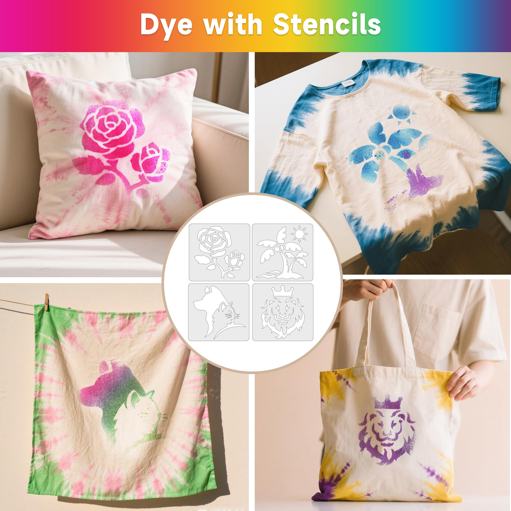 16-Color Tie Dye Kit for Kids & Adults – Includes Fabric Markers, Pre-Filled Dye Bottles, Refills, Stencils, Mini Doll & Nozzle – Non Toxic Permanent Fabric Dye Art Set, Easy DIY Art - Create Fun