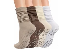 4 Pairs Pilates Socks with Grips for Women, Non Slip Grippy Yoga Socks for Yoga Barre Workout Dance Fitness