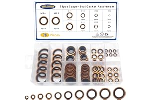 BUSY-CORNER 78 PCS 10 Sizes Copper Metric Bonded Seal Dowty Washer, Automotive Self-Centred Dowty Seal Gasket Assortment, M6/8/10/12/14/16/18/20/22/24