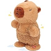 Easfan Talking Capybara Repeats What You Say Walking Singing Stuffed Animal Electric Interactive Plush Toy Funny Animated Toy Mimicking Speaking Birthday for Kids Toddlers,9''
