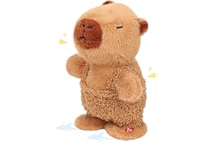 Easfan Talking Capybara Repeats What You Say Walking Singing Stuffed Animal Electric Interactive Plush Toy Funny Animated Toy Mimicking Speaking Birthday for Kids Toddlers,9''