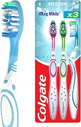 Colgate Max White Toothbrushes Medium Whitening 3 Pack Assorted Designs