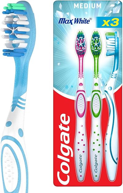 Colgate Max White Toothbrushes Medium Whitening 3 Pack Assorted Designs
