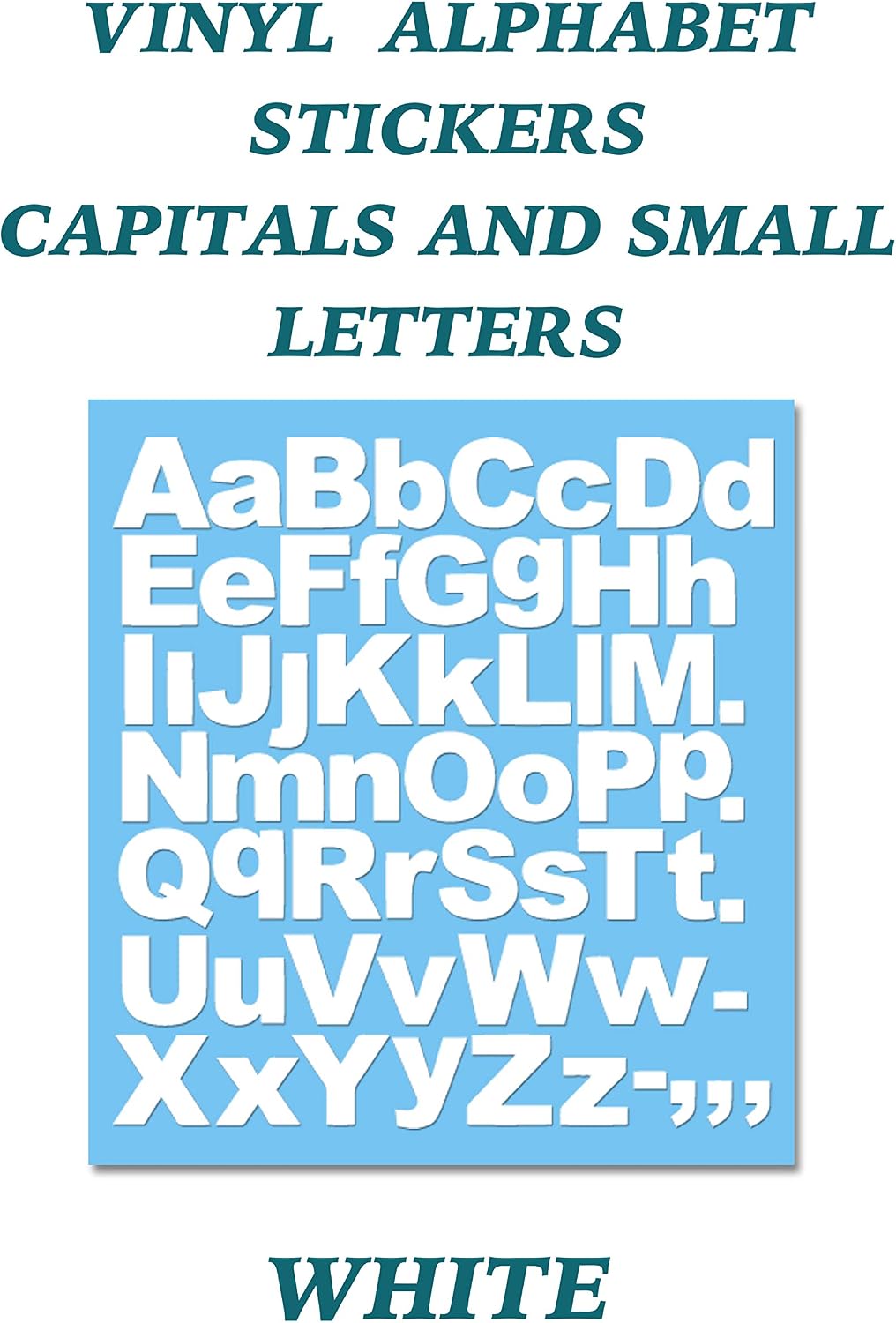 1 x Set of A-Z White Capital & Small Letters, Removable Self Adhesive Waterproof Durable Vinyl Stickers - Image 3