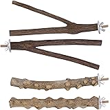 Mogoko 4 Pcs Bird Perches Parrot Stand Natural Wood Perch Parakeet Toys Bird Cage Accessories for Conure Supplies Budgie Plat