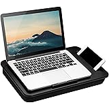 LAPGEAR Sidekick Lap Desk with Device Ledge and Phone Holder - Black - Fits up to 15.6 Inch Laptops - Style No. 44218