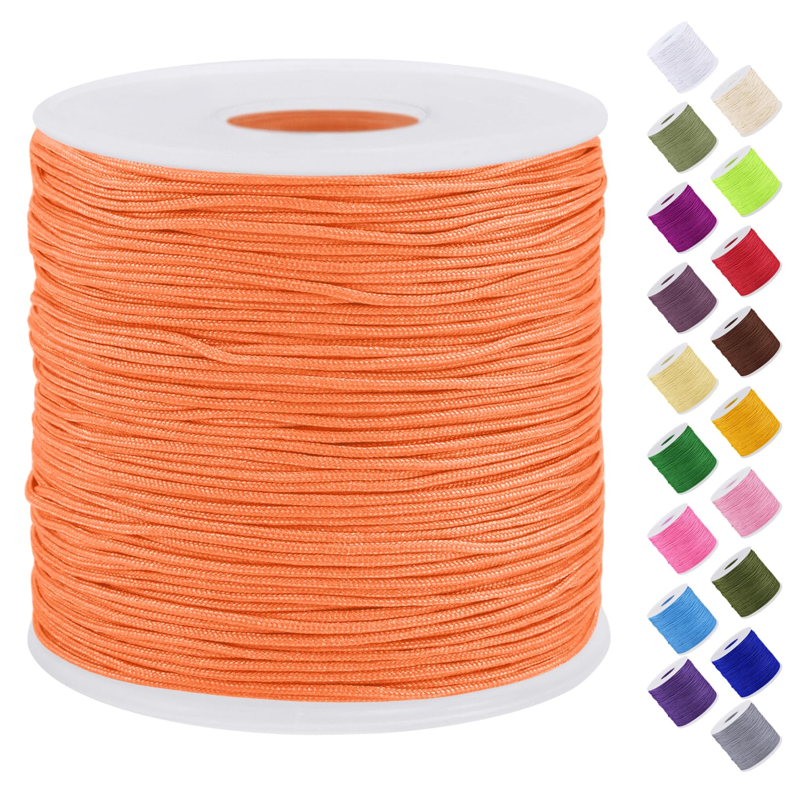 Uiopa Nylon Cord, 0.7mm x 131 Yards Nylon String for Bracelet Making, Beading Thread Bracelet Cord for Necklace, Jewellery Making, Macrame, DIY Crafts, Fluorescent Orange