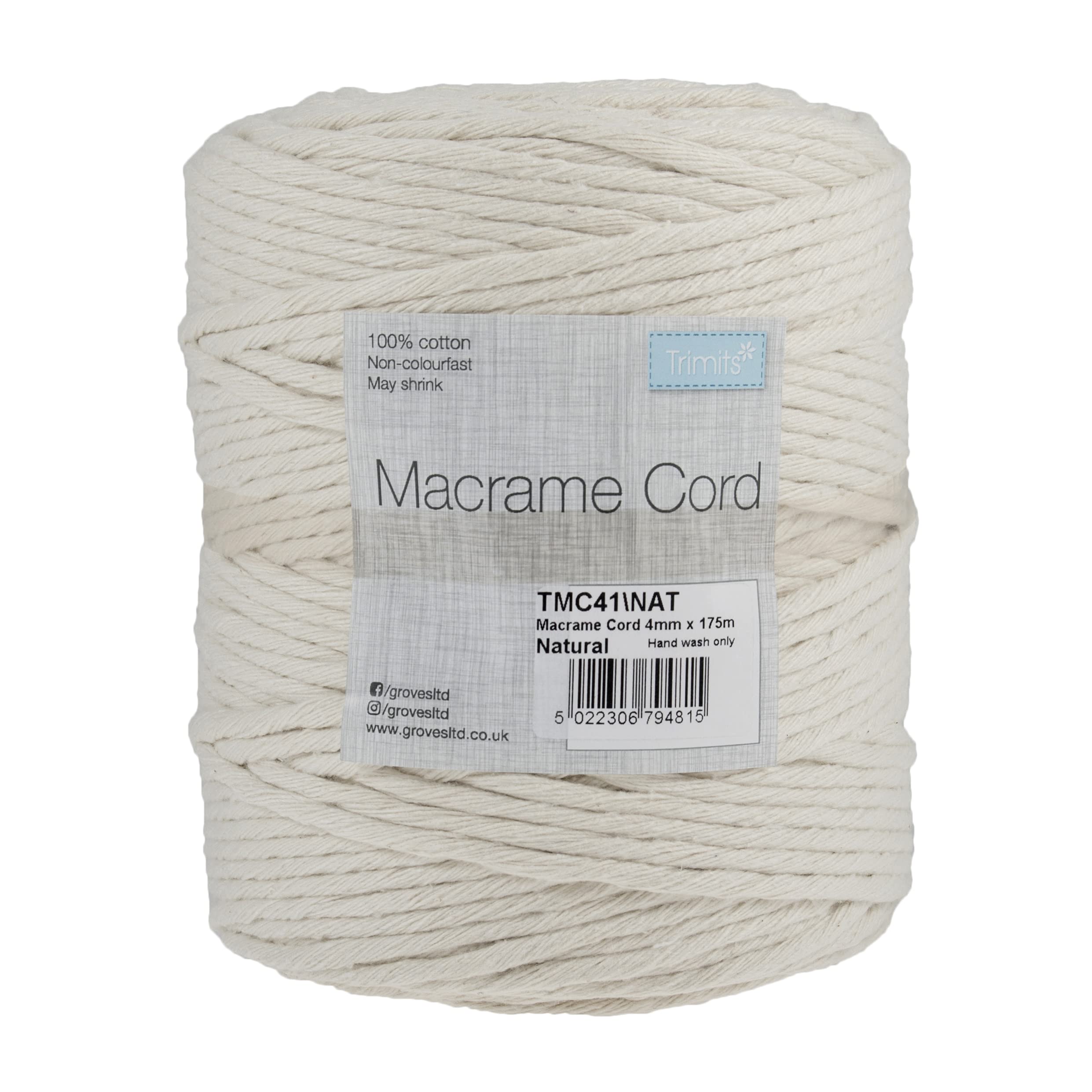 Natural Crafting Cotton Twisted Macramé Cord