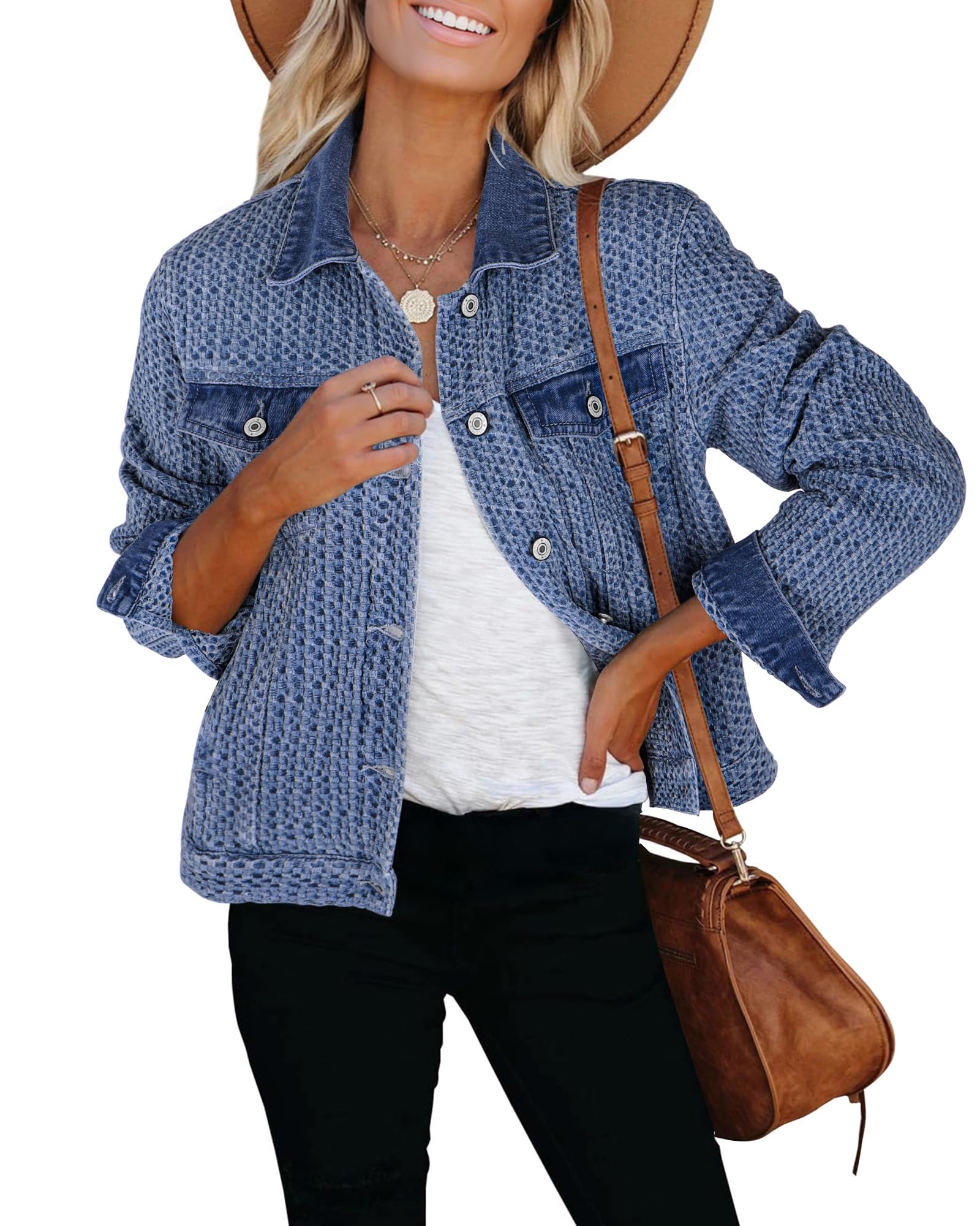 Photo 1 of luvamia Light Weight Jackets Womens Womens Lightweight Jackets Jacket for Women Classic Blue Jean Jacket for Women Classic Blue Size Small Fits Size 4-6