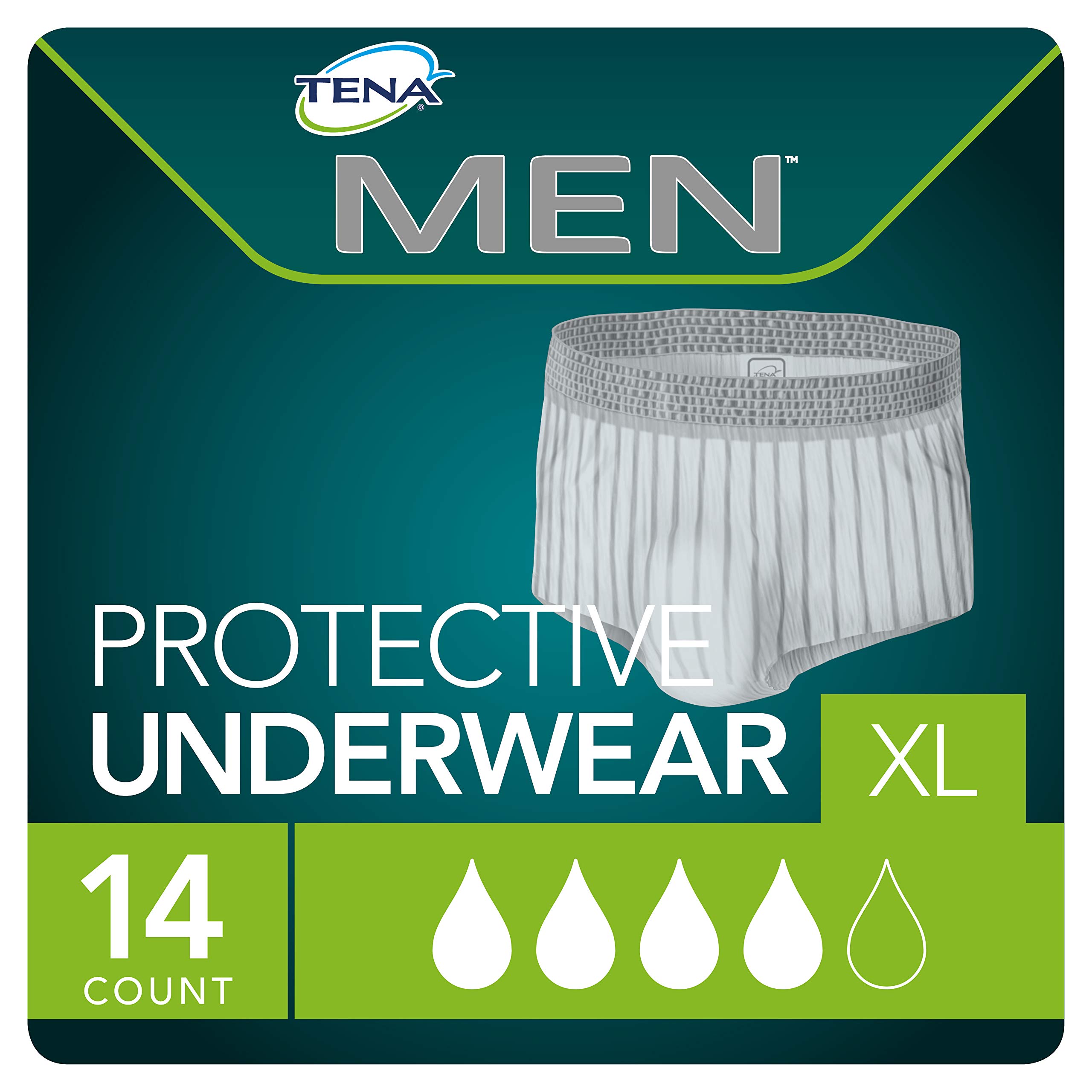 Tena Incontinence Underwear for Men, Protective, XLarge, 14 Count