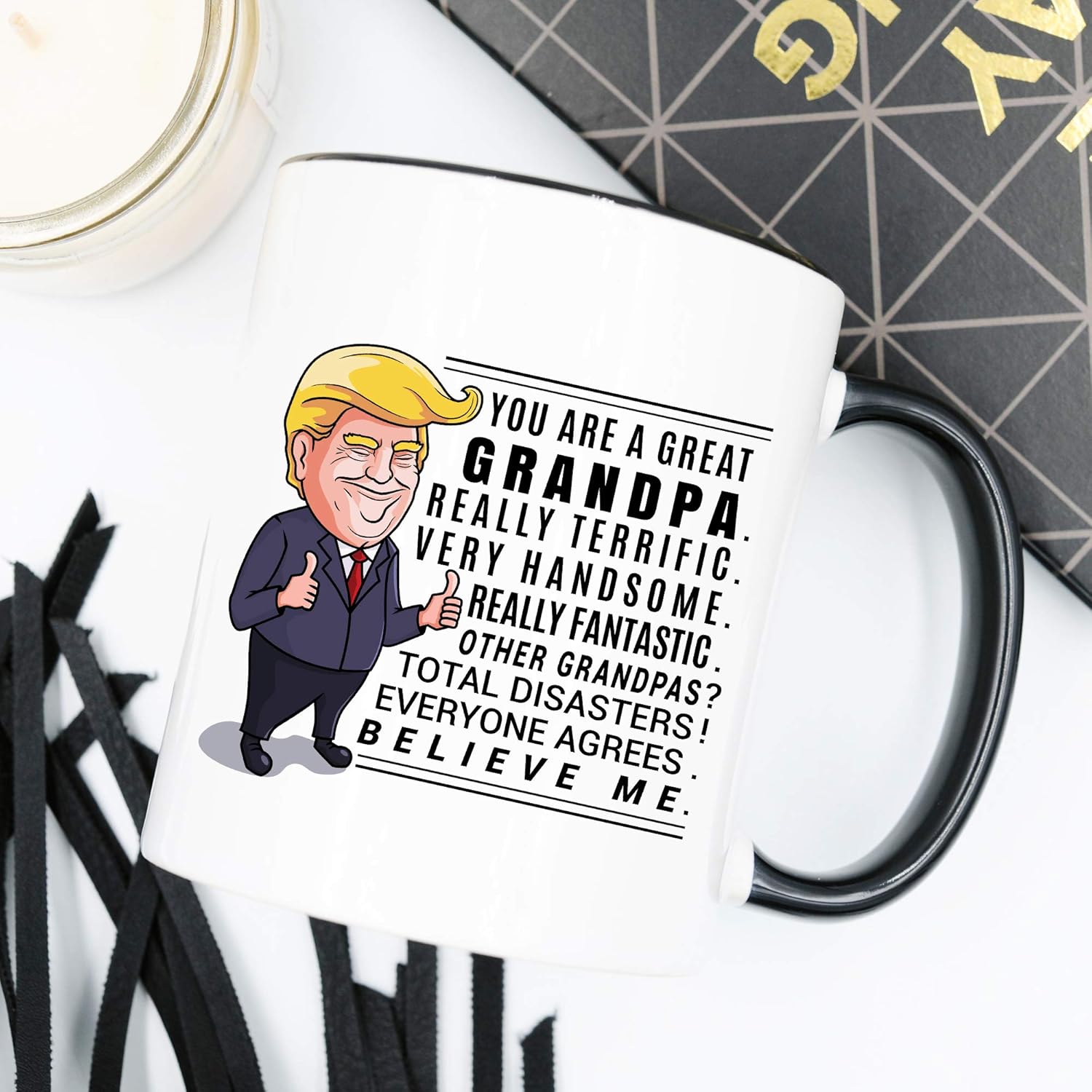 Donald Trump Fathers Day Mug Fathers Day Gifts Funny Coffee Mugs 1st Fathers Day Funny Gag Gifts for Men New Grandpa Present Best Birthday Christmas 4th July Fathers Day Gifts from Son Daughter Wife 