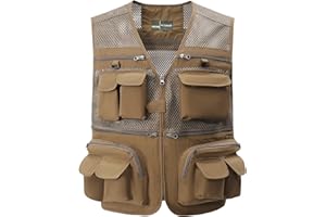 Gihuo Men's Fishing Safari Vest with Pockets for Summer Travel