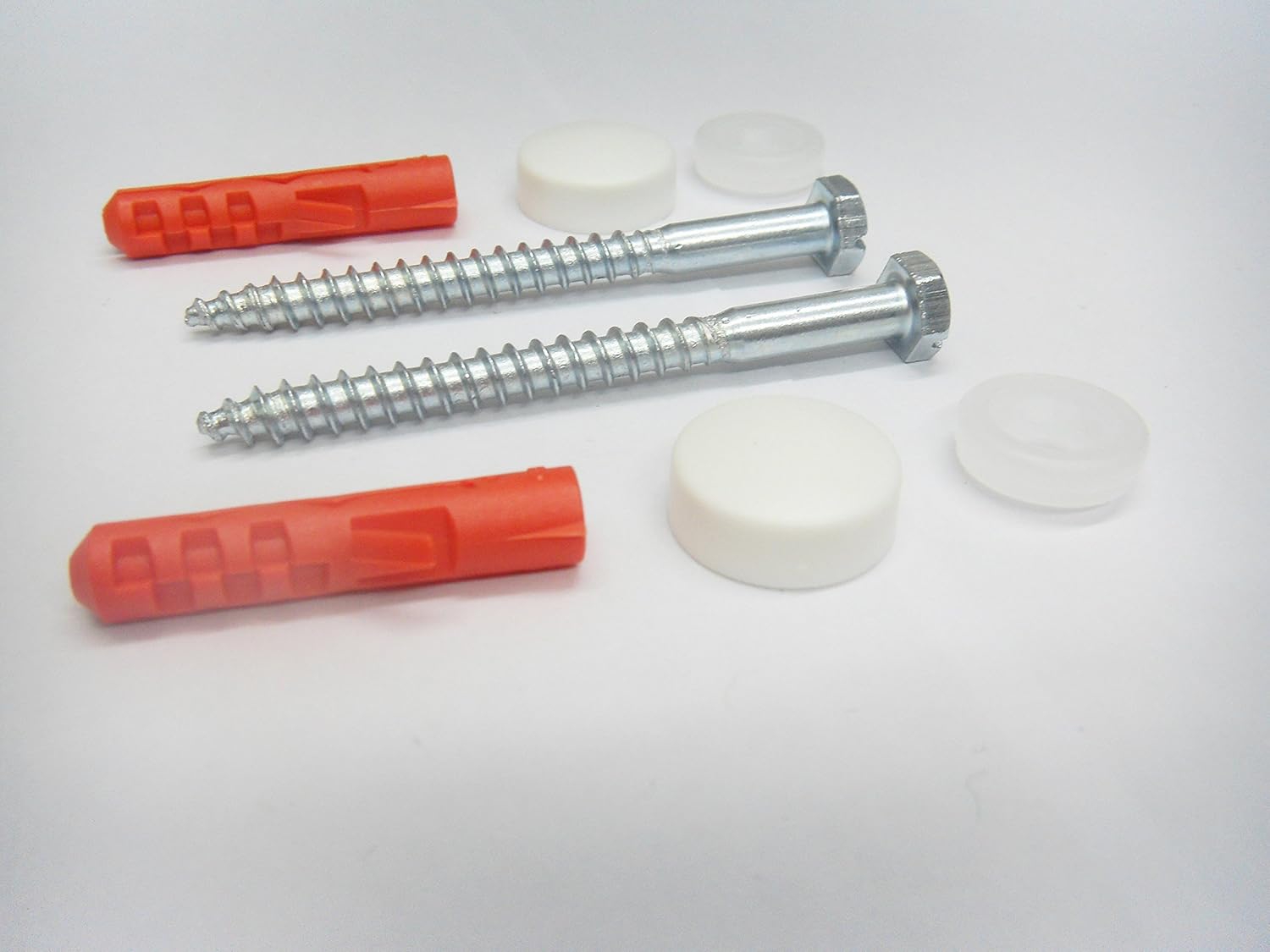 W.C. Pan Fixing Set - White Caps, 6mm - Image 4