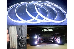 YDZWAVUI 4 PCS 17.5" Triple Row Treble LED Pure White Cold Solid Color Wheel Well Lights with Bluetooth Control - Fit Car & Truck Brake Rotors Waterproof Universal Fit