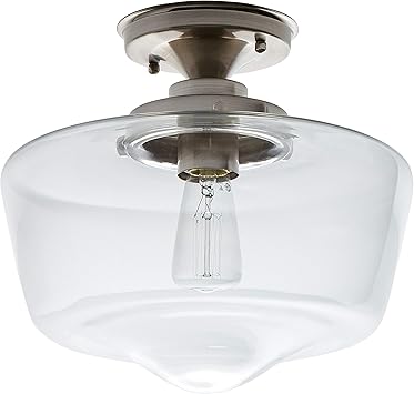 Stone Beam Schoolhouse Semi Flush Mount Ceiling Fixture With