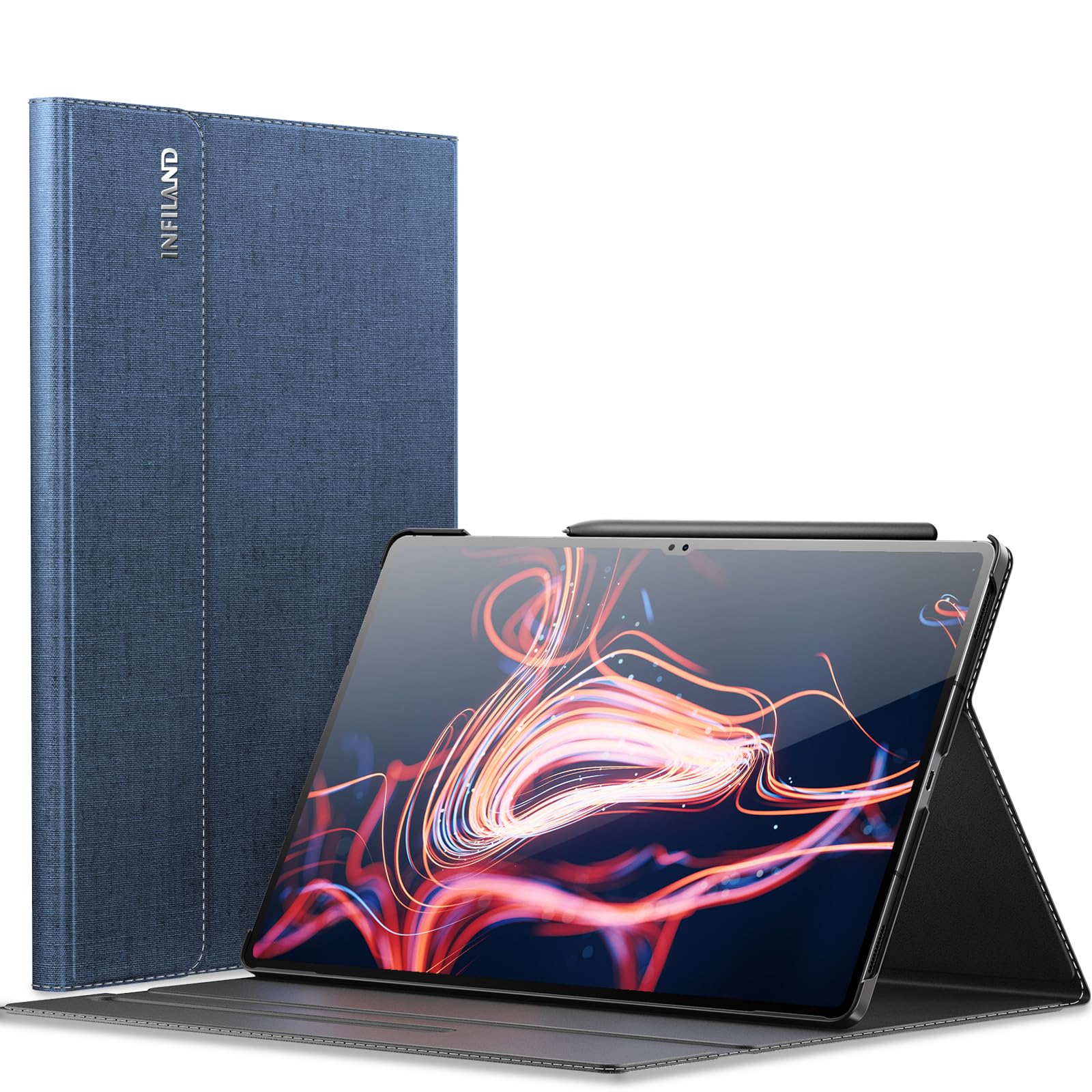 Photo 1 of INFILAND Galaxy Tab S10 Ultra/S9 Ultra/S8 Ultra 14.6 Inch Case, Multi-Angle Stand Cover Compatible with Samsung Galaxy Tab S10 Ultra/S9 Ultra/S8 Ultra Tablet [Auto Wake/Sleep], Navy