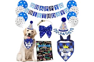DULUDULU Dog Birthday Bandanas Dog Birthday Party Supplies Include Dog Birthday Banner Dog Paw Balloons Dog Birthday Outfit Hat for Dog Birthday Decorations