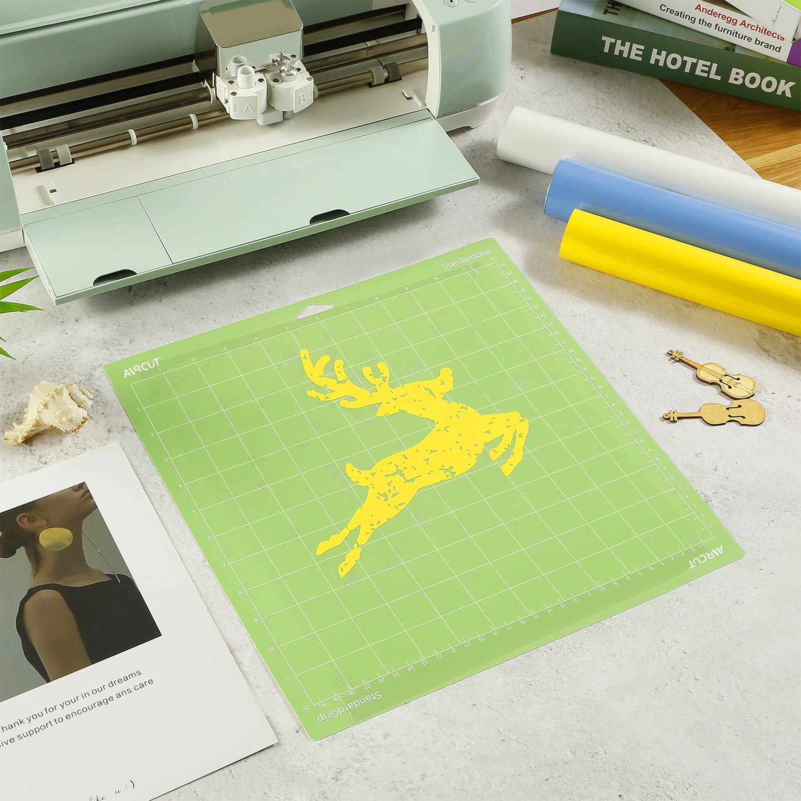 AIRCUT Cutting Mat for Cricut Maker 3/Maker 4/Maker/Explore 3/4/Air 2/Air/One(12x12 Inch, StandardGrip, LightGrip, StrongGrip) Variety Adhesive Sticky Cutting Mats Accessories