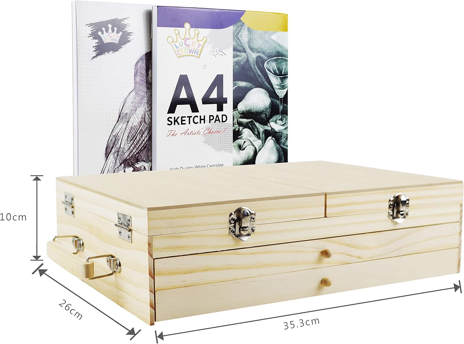 Deluxe Art Supplies, 88 Pieces Art Set in Portable Wooden Case, with 2 Drawing Books and 4 Canvas Panels, Professional Art Set for Painting & Drawing, Art Kit for Kids, Teens and Adults/Gift