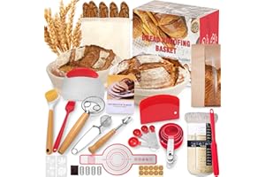 EWFEN Sourdough Starter Kit with Round & Oval Banneton, Complete Sourdough Bread Baking Supplies, Bread Proofing Basket with 