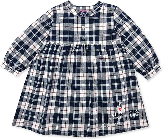Amazon Co Jp 女児 ベビー 長袖 シャツワンピース Disney ディズニー バンドカラー ビエラ 綿100 ミニー刺繍 チェック柄 ベビー服 女の子 Iw 0025 メール便対応 服 ファッション小物