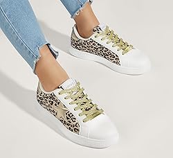LUCKY STEP Women's Fashion Star Sneaker Lace Up Low