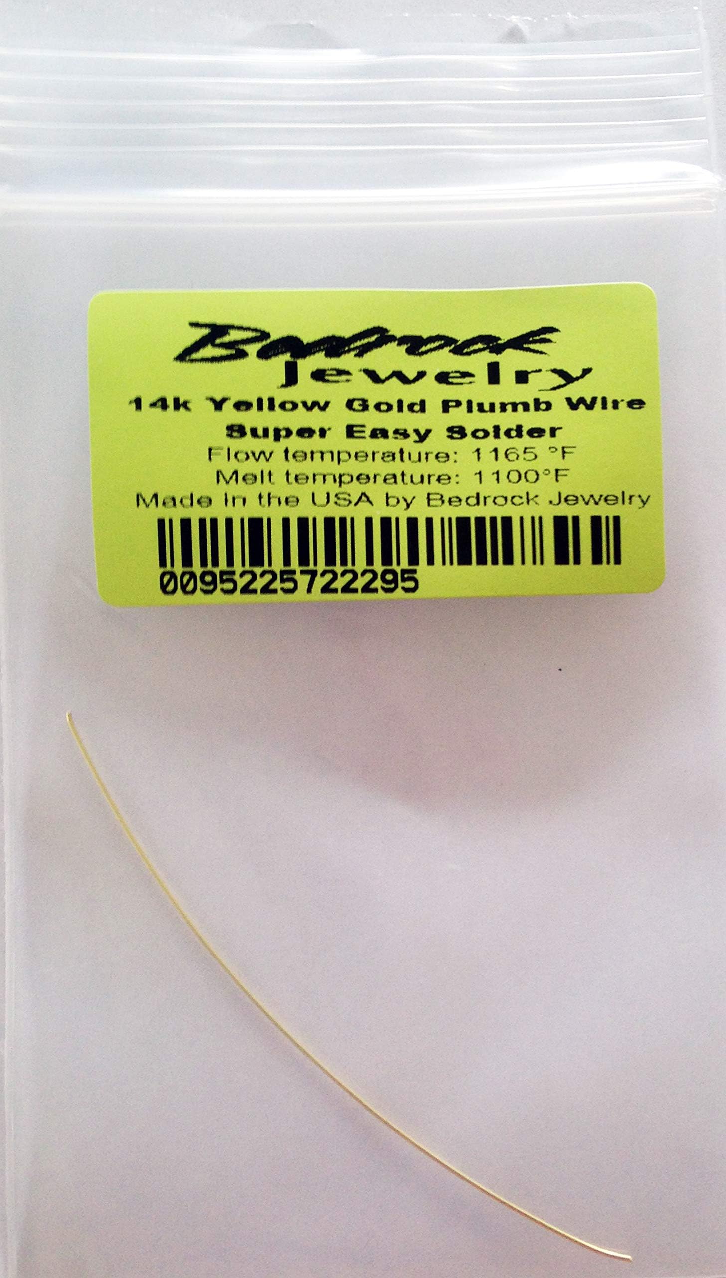 14 K Yellow Gold Plumb Wire Solder, 24 Gauge, Super Easy Flow, 3 Inches, Made in The USA/Soldadura de alambre de plomada de oro Amarillo de 14 K, Calibre 24, flujo súper fácil, 3 pulgadas