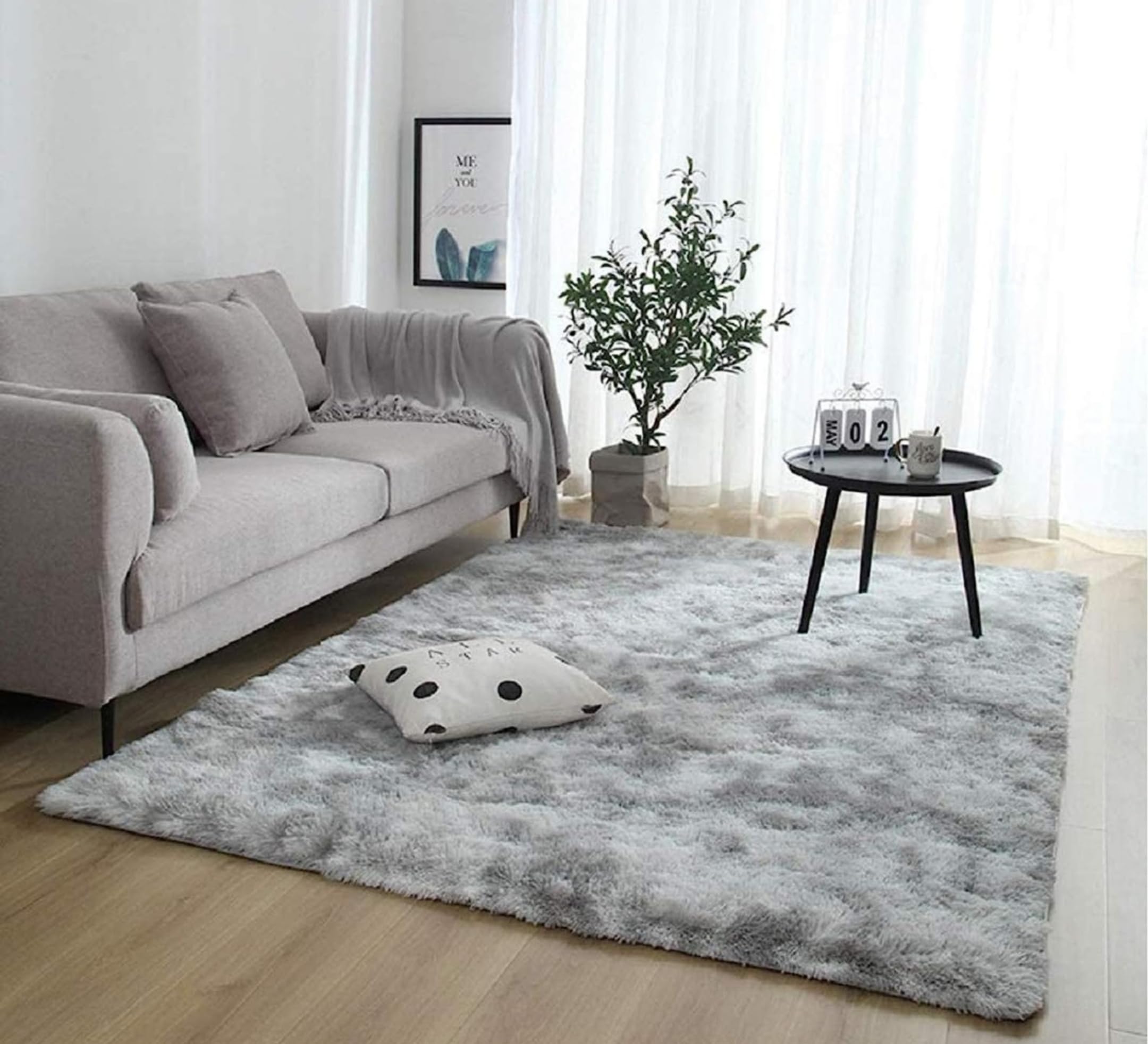 Savealot Soft Fluffy Rug for Living Room Bedroom, Parent Room Kids Room Plush Rug, Dorm Area, Large Decorative Rugs, (Grey, 140X200)