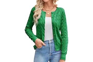 GRACE KARIN Womens Long Sleeve Button Up Cable Knit Cardigan Lightweight 2025 Crewneck Button Down Sweaters for Women
