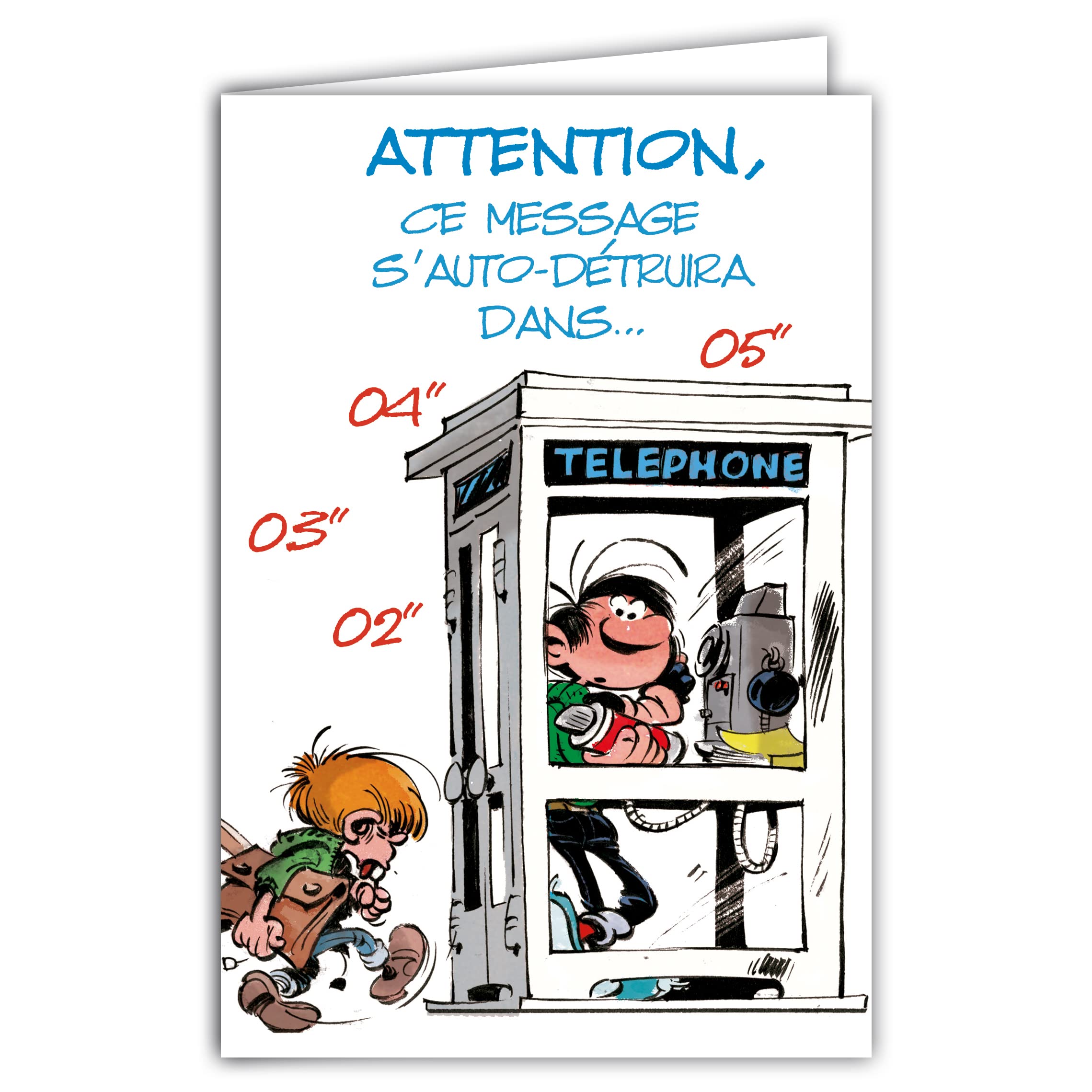 Gaston Lagaffe GLCT-0145 Birthday Card with Message Bomb Explosion Phone