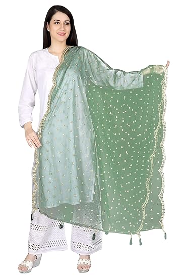 Womens Mirror Work Net Dupatta