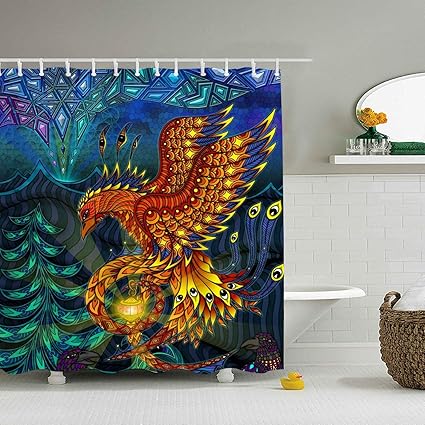 Amazon Com Una Stowe Shower Curtain Set Golden Phoenix Bath