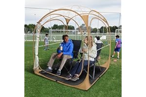 Baobrava Pop Up Sports Tent - Clear Bubble Tent With Thick PVC, Scratch-Resistant - Instant Weather Proof Pod With Extra Top Cover for Soccer, Football Games, Outdoor Events - 1-6 Person