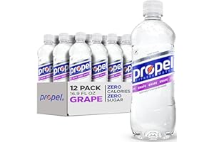 Propel Electrolyte Enhanced Water Sports Drink, Grape Flavored Water, Zero Calorie & Zero Sugar Hydration with Electrolytes and Vitamins C & E, 16.9 fl oz Bottles (12 Pack)