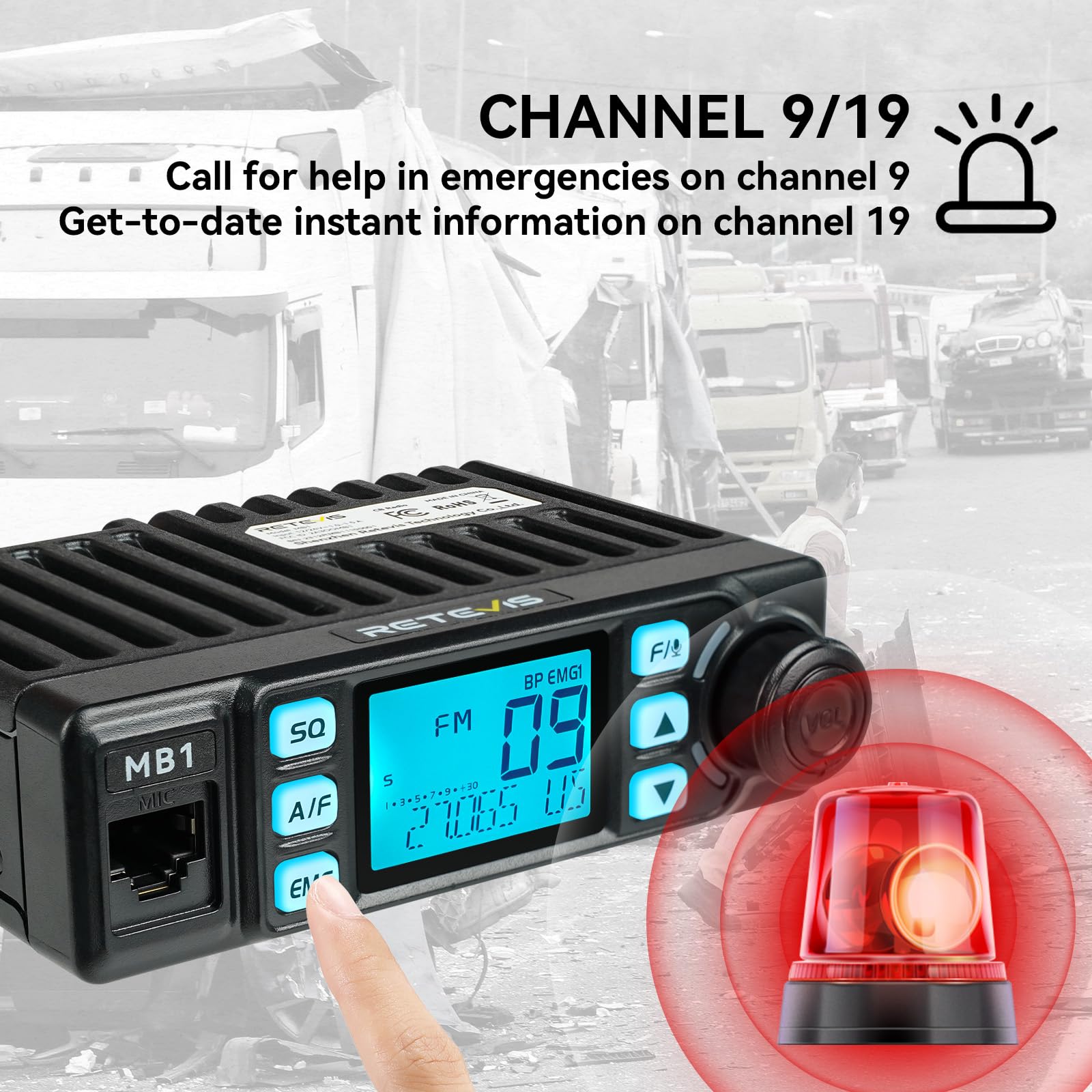 Retevis MB1 CB Radio, Handheld CB Radio With 45 Inch Mount CB
