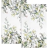 FNLNDO Eucalyptus Kitchen Towels Decorative Set of 2 Sage Green Leaf Soft Absorbent Dish Towels Hand Towels Farmhouse Decor for Bathroom Home Decorations (28x16 Inch, Green)