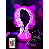 YuanDian Pink Headphone Stand, with 1 USB Charging Port and 1 Type-C Charging Ports, Desk Gaming Headset Holder, 16 Changing Colors with Remote, Gift for Gamers Girl and Music Lovers