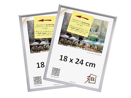 3-B Set 2 Stk. - Bilderrahmen ALU FOTO 18x24 cm - silber matt - Wechselrahmen, Fotorahmen mit Acrylglas. Sparpaket!