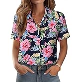 Zeagoo Womens Button Down Shirt Bust Pocket Short Sleeve Blouses Business Casual Work Tops Summer Outfits