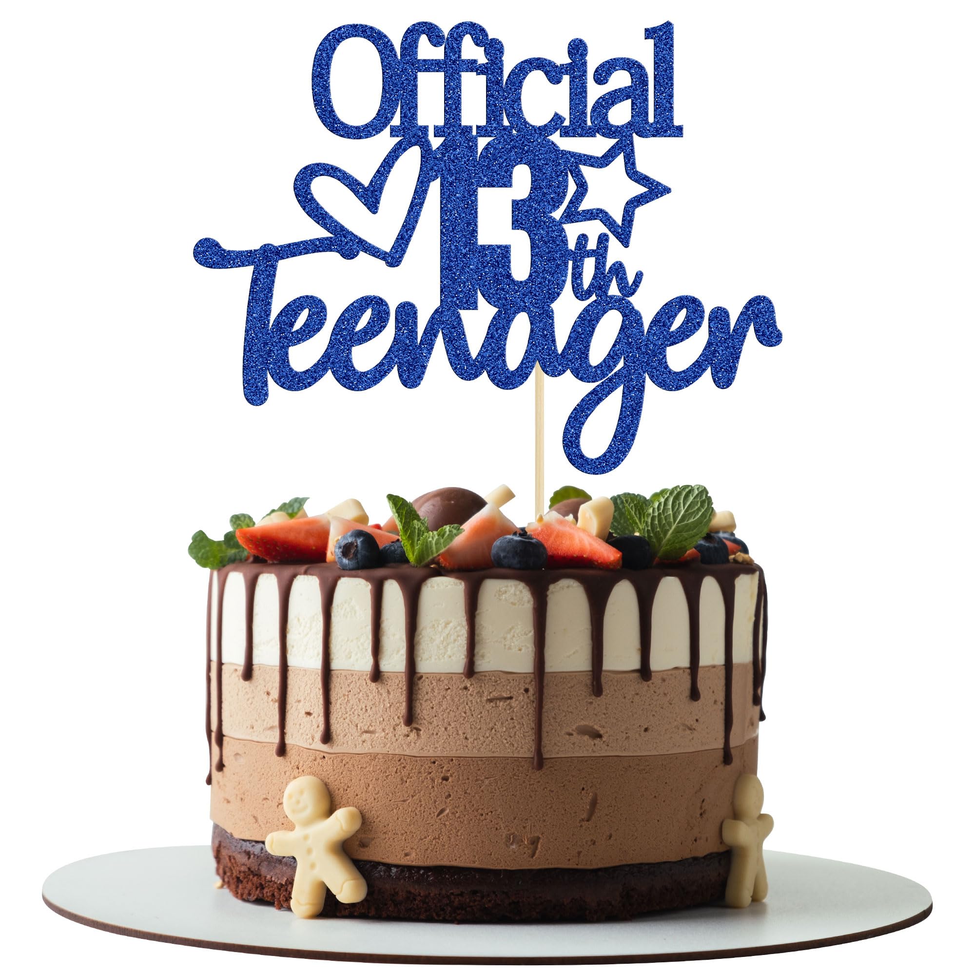 Gyufise Blue Giltter Official Teenager 13 Cake Topper 13th Birthday Party Decorations for Teens 13th Birthday Cake Decorations