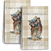Wovoto Funny Owl Kitchen Dish Towels Decorative Set of 2, Absorbent Cute Buffalo Plaid Tea Hand Towels for Kitchen Farmhouse Housewarming Bar Cooking Baking Drying Decor Owl Lover Gift