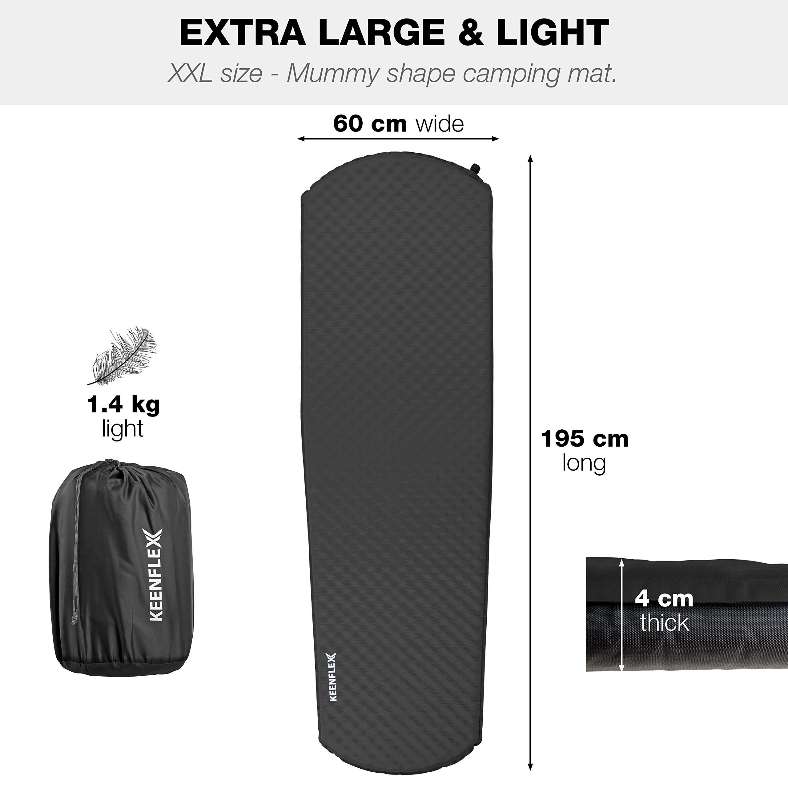 KeenFlex Camping Sleeping Mat Self Inflating 4cm Thick Light Water