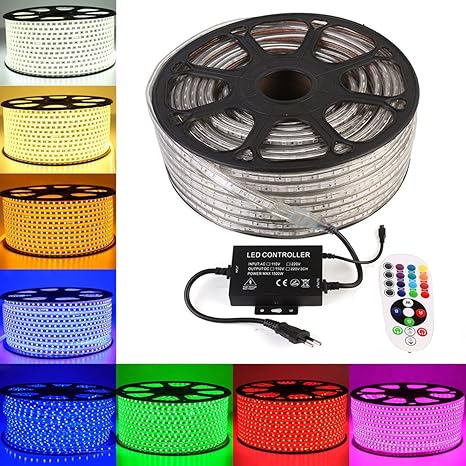 GreenSun LED Lighting 20M 5050 SMD RGB LED Streifen Strip mit 24 Tasten Fernbedienung RF Controller Lichter RadioFrequency 60
